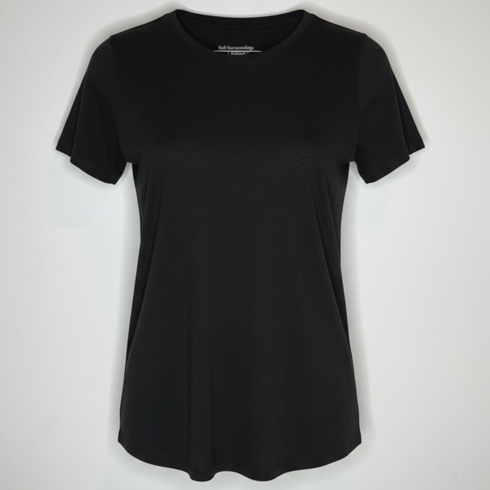 Soft Surroundings Black 100% Cotton Slub Short Sleeve Crew Neck Tee 2DG62 Small